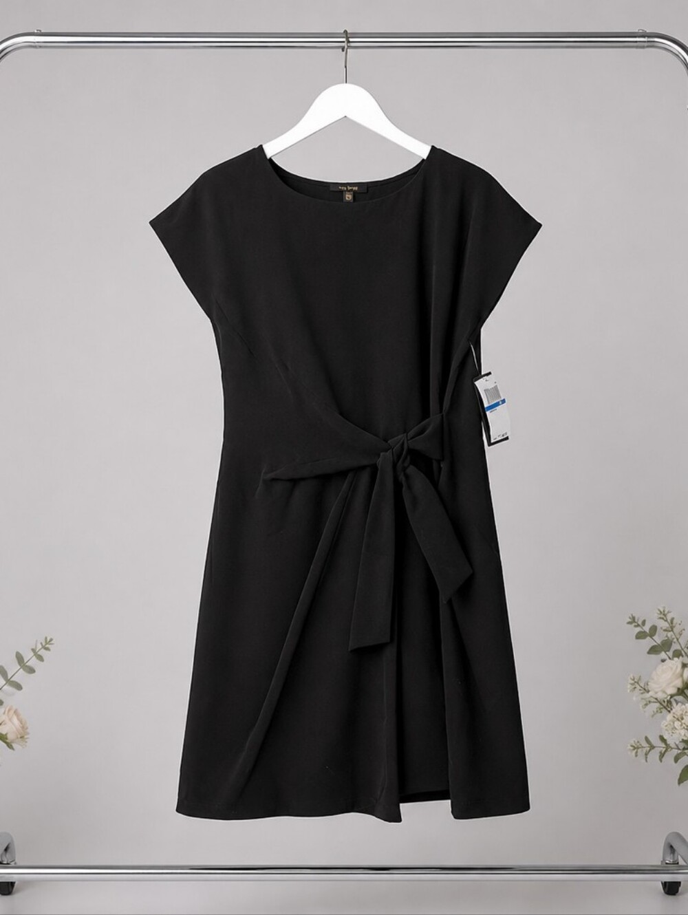 City Studio Black Midi Tie-Waist Dress.  New With Tags.